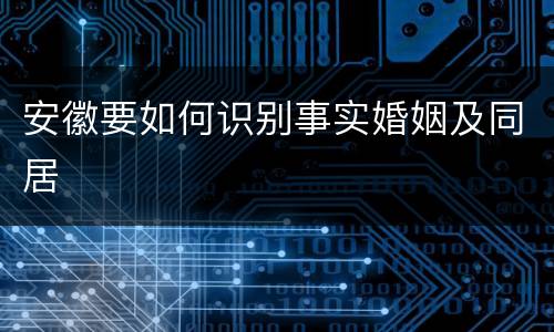 安徽要如何识别事实婚姻及同居