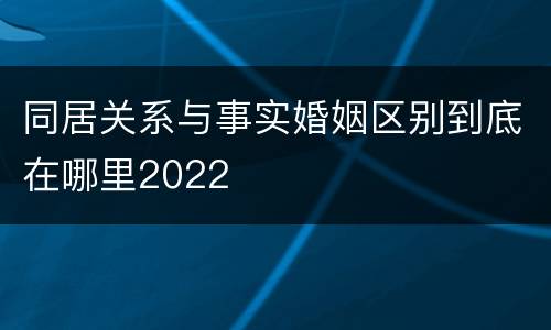 同居关系与事实婚姻区别到底在哪里2022