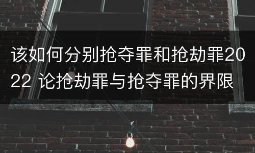 该如何分别抢夺罪和抢劫罪2022 论抢劫罪与抢夺罪的界限
