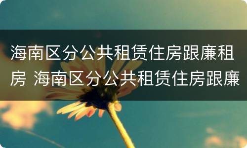 海南区分公共租赁住房跟廉租房 海南区分公共租赁住房跟廉租房吗