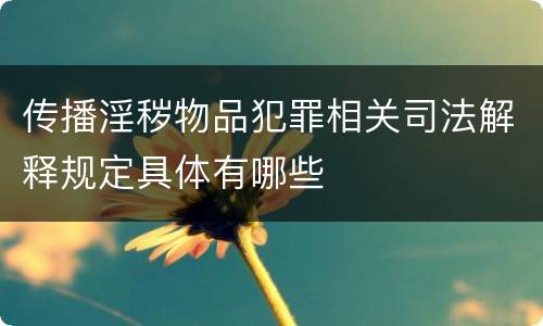 传播淫秽物品犯罪相关司法解释规定具体有哪些