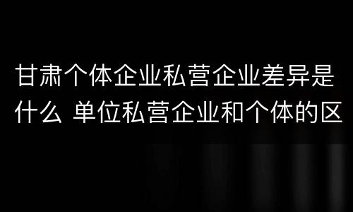 甘肃个体企业私营企业差异是什么 单位私营企业和个体的区别