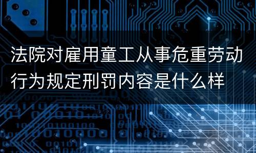 法院对雇用童工从事危重劳动行为规定刑罚内容是什么样