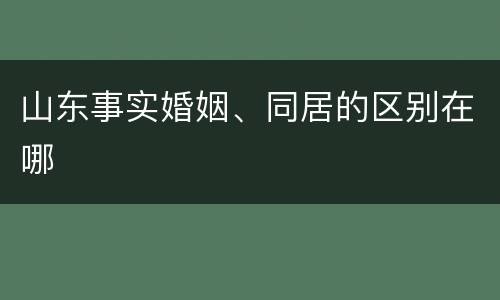 山东事实婚姻、同居的区别在哪