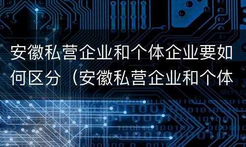 安徽私营企业和个体企业要如何区分（安徽私营企业和个体企业要如何区分出来）