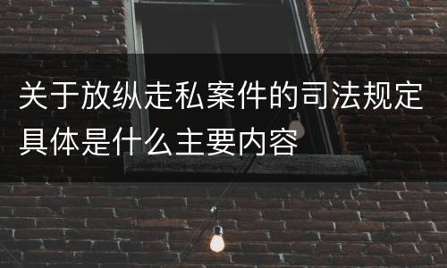 关于放纵走私案件的司法规定具体是什么主要内容