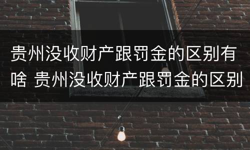 贵州没收财产跟罚金的区别有啥 贵州没收财产跟罚金的区别有啥不一样