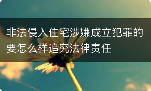 非法侵入住宅涉嫌成立犯罪的要怎么样追究法律责任