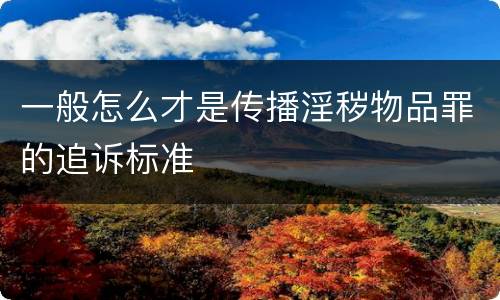 一般怎么才是传播淫秽物品罪的追诉标准