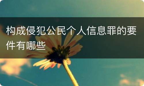 构成侵犯公民个人信息罪的要件有哪些