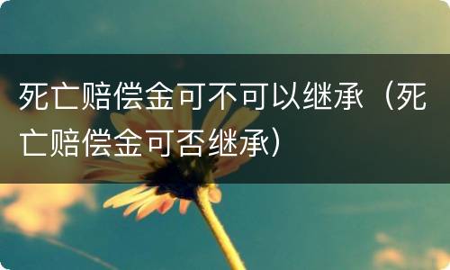 死亡赔偿金可不可以继承（死亡赔偿金可否继承）