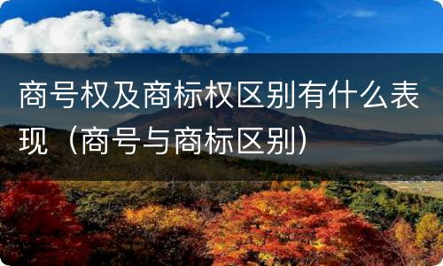 商号权及商标权区别有什么表现（商号与商标区别）