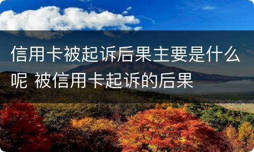 信用卡被起诉后果主要是什么呢 被信用卡起诉的后果