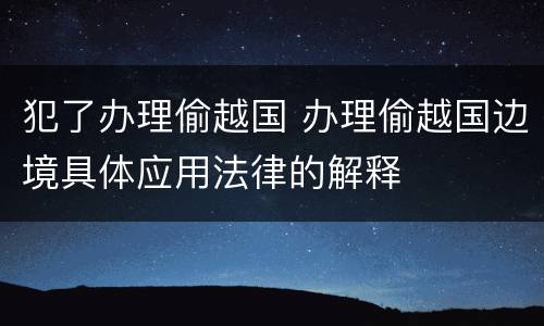 犯了办理偷越国 办理偷越国边境具体应用法律的解释