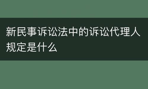 新民事诉讼法中的诉讼代理人规定是什么