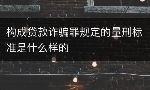 构成贷款诈骗罪规定的量刑标准是什么样的