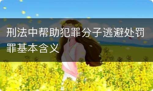 刑法中帮助犯罪分子逃避处罚罪基本含义