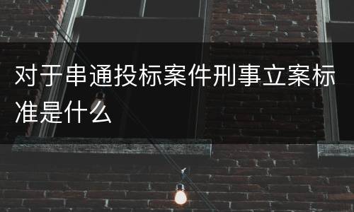 对于串通投标案件刑事立案标准是什么