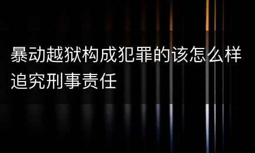 暴动越狱构成犯罪的该怎么样追究刑事责任
