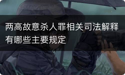 两高故意杀人罪相关司法解释有哪些主要规定