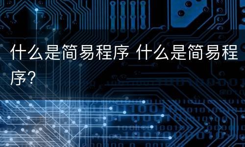 什么是简易程序 什么是简易程序?