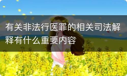 有关非法行医罪的相关司法解释有什么重要内容