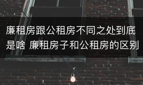 廉租房跟公租房不同之处到底是啥 廉租房子和公租房的区别