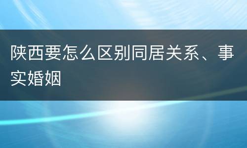 陕西要怎么区别同居关系、事实婚姻