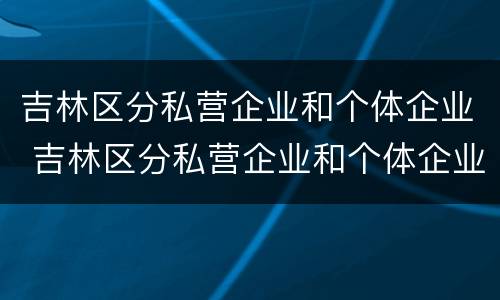 吉林区分私营企业和个体企业 吉林区分私营企业和个体企业吗