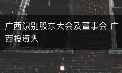 广西识别股东大会及董事会 广西投资人