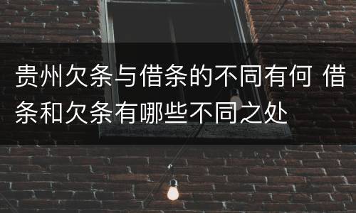 贵州欠条与借条的不同有何 借条和欠条有哪些不同之处