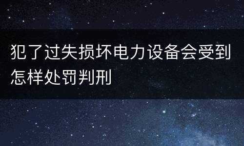 犯了过失损坏电力设备会受到怎样处罚判刑