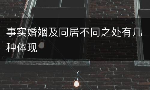 事实婚姻及同居不同之处有几种体现