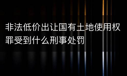 非法低价出让国有土地使用权罪受到什么刑事处罚