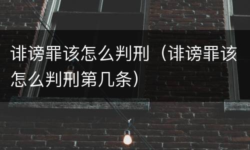 诽谤罪该怎么判刑（诽谤罪该怎么判刑第几条）