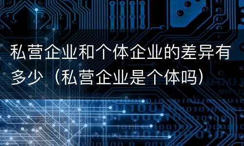私营企业和个体企业的差异有多少（私营企业是个体吗）