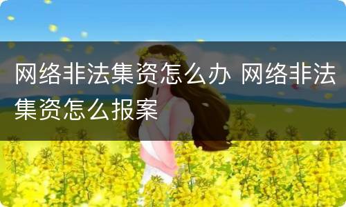 网络非法集资怎么办 网络非法集资怎么报案