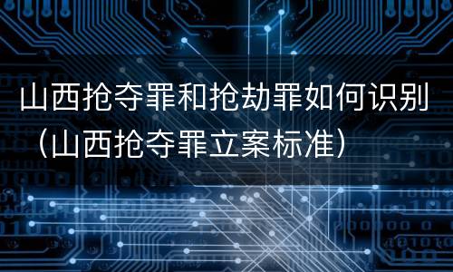 山西抢夺罪和抢劫罪如何识别（山西抢夺罪立案标准）
