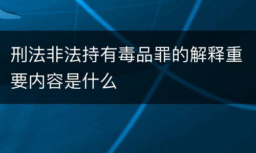 刑法非法持有毒品罪的解释重要内容是什么