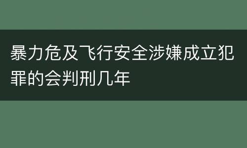 暴力危及飞行安全涉嫌成立犯罪的会判刑几年
