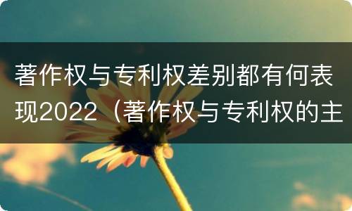 著作权与专利权差别都有何表现2022（著作权与专利权的主要区别）