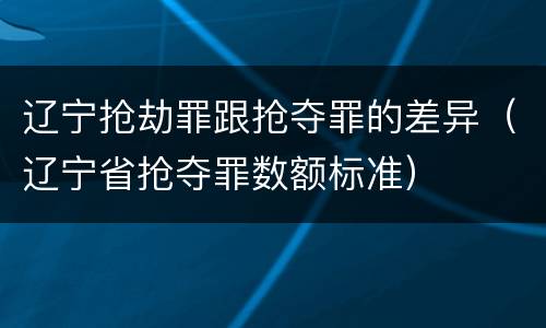 辽宁抢劫罪跟抢夺罪的差异（辽宁省抢夺罪数额标准）