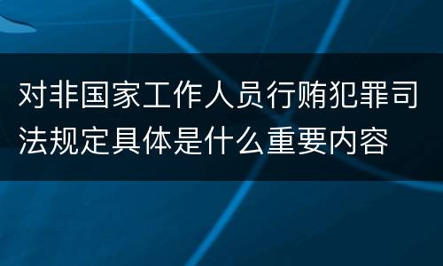 对非国家工作人员行贿犯罪司法规定具体是什么重要内容