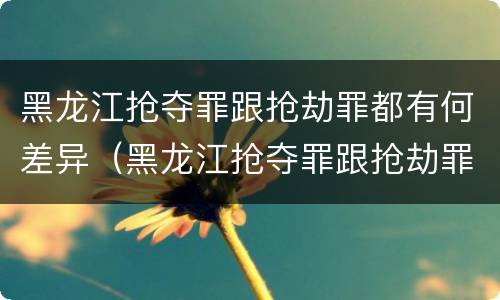 黑龙江抢夺罪跟抢劫罪都有何差异（黑龙江抢夺罪跟抢劫罪都有何差异之处）