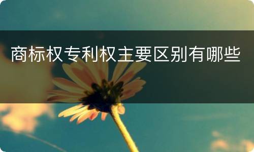商标权专利权主要区别有哪些