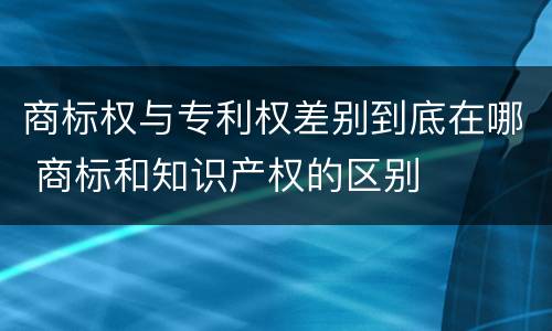 商标权与专利权差别到底在哪 商标和知识产权的区别