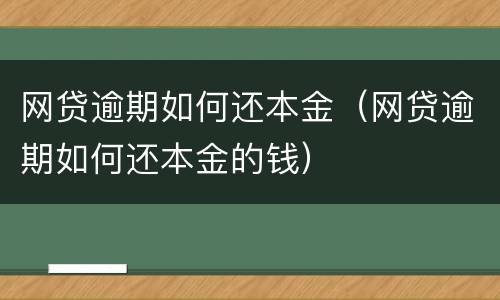 网贷逾期如何还本金（网贷逾期如何还本金的钱）