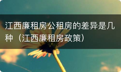 江西廉租房公租房的差异是几种（江西廉租房政策）
