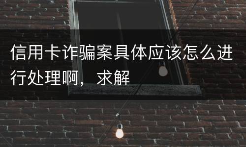 信用卡诈骗案具体应该怎么进行处理啊，求解