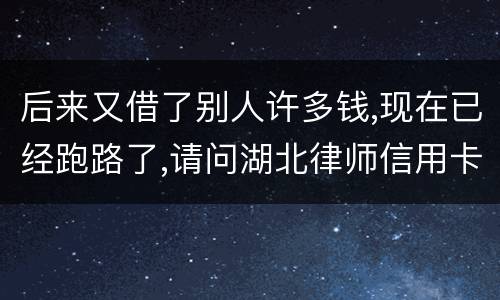 后来又借了别人许多钱,现在已经跑路了,请问湖北律师信用卡借钱不还会怎样呢